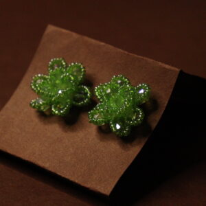 Handmade beaded floral Earrings - Green